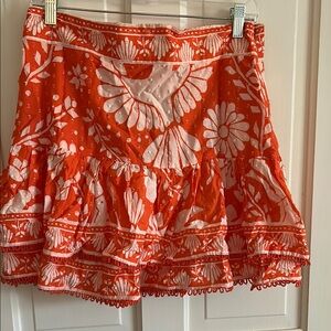 FARM Rio Orange Tiered Mini Skirt Resort Wear